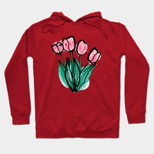 watercolor pink tulips Hoodie